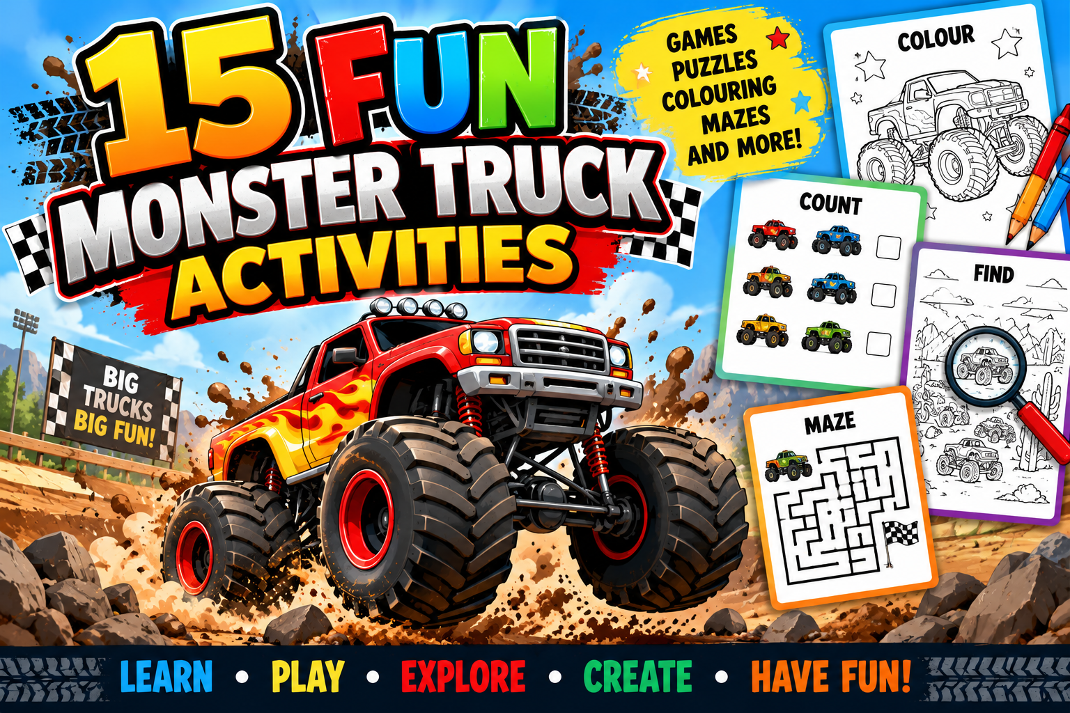 15 Fun Monster Truck Activities for Kids Who Love Big Wheels
