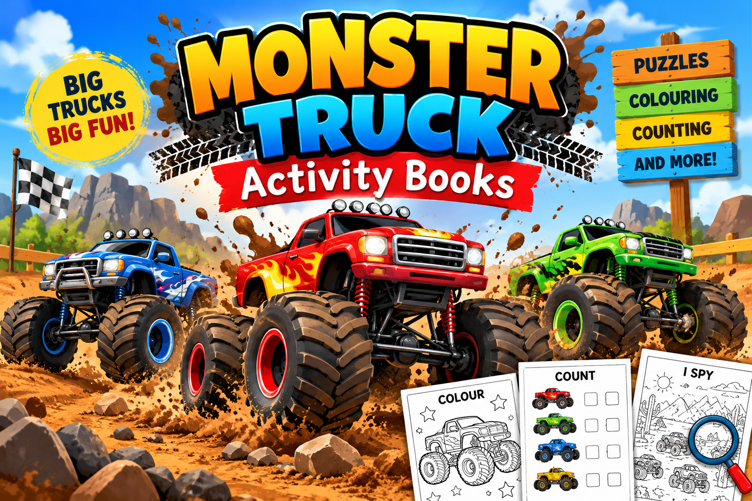 Monster Truck Activity Books for Kids: Big Wheels, Big Fun and Screen-Free Adventures