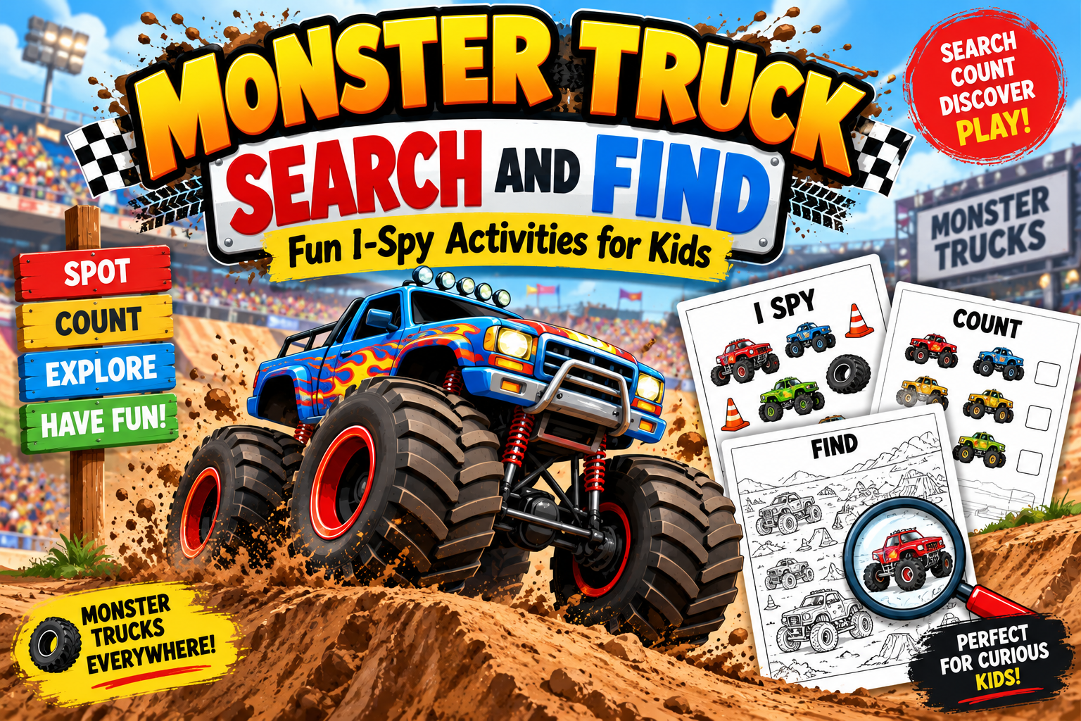 Monster Truck Search and Find: Fun I-Spy Activities for Kids